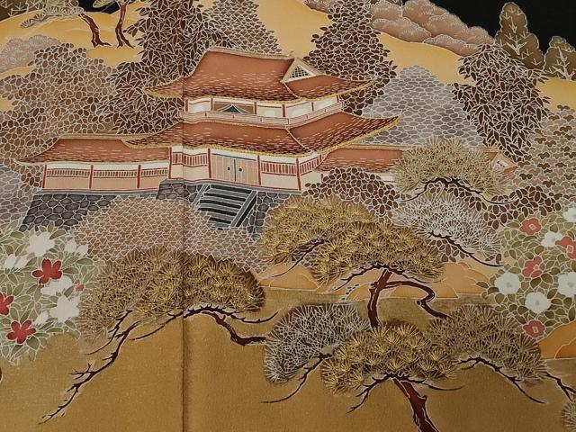 平和屋着物■豪華黒留袖 駒刺繍 御所解文 金彩 正絹 逸品 CAAX3671ev