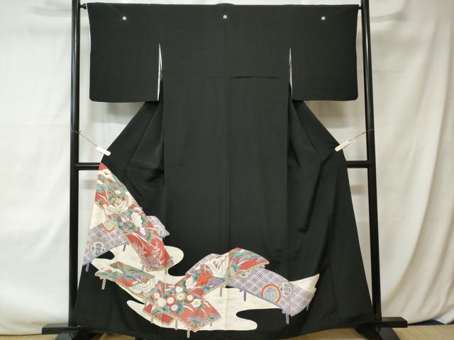 平和屋着物■豪華黒留袖 駒刺繍 飛鶴七宝花文 正絹 逸品 CAAX4013ev