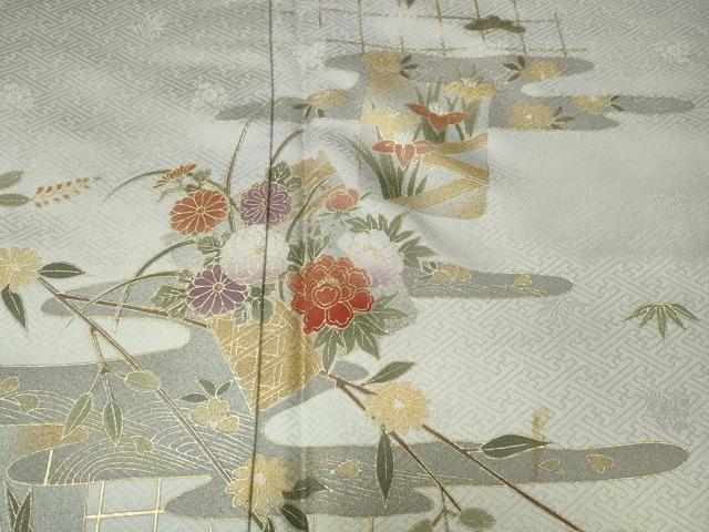 平和屋着物●訪問着 破れ色紙花文 暈し染め 金彩 正絹 逸品 CAAX4423ut