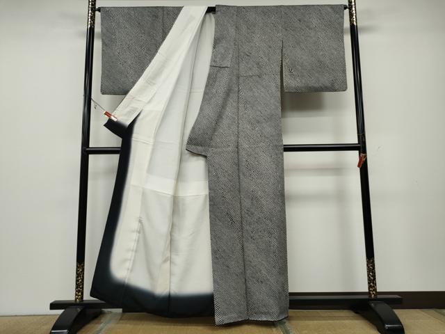 平和屋着物●大変加工の良い総絞り小紋 黒地 正絹 逸品 CAAX4430ut
