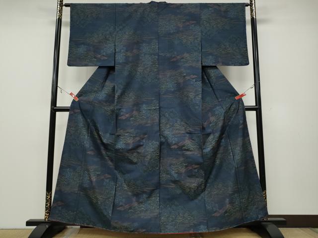 平和屋着物●本場大島紬 筏人物草木文 正絹 逸品 未使用 CAAX4431ut