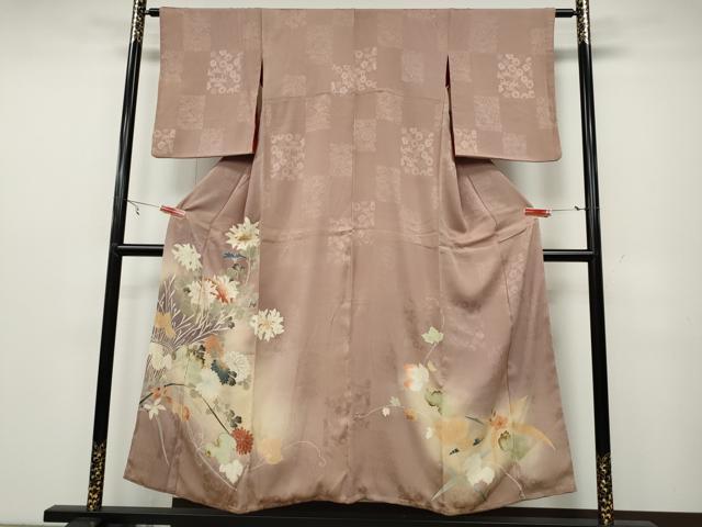 平和屋着物●アンティーク 大正ロマン 色留袖 刺繍 草花文 暈し染め 正絹 逸品 CAAX4437ut