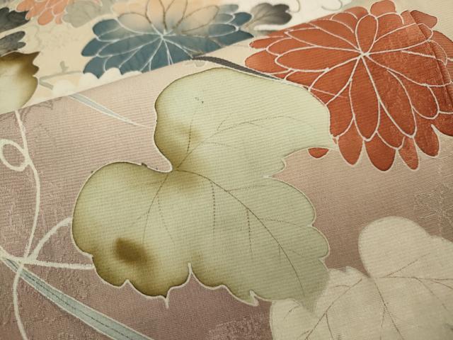 平和屋着物●アンティーク 大正ロマン 色留袖 刺繍 草花文 暈し染め 正絹 逸品 CAAX4437ut
