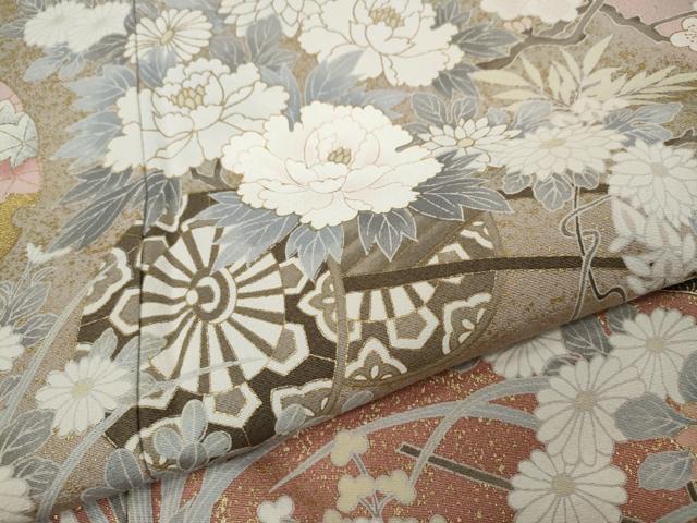 平和屋着物●訪問着 地紙花車文 暈し染め 金彩 正絹 逸品 CAAX4470ut