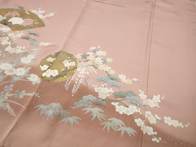 平和屋着物●訪問着 地紙花車文 暈し染め 金彩 正絹 逸品 CAAX4470ut