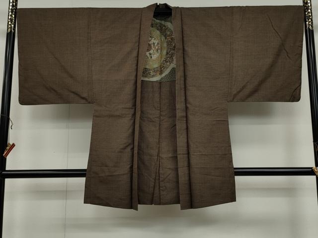 平和屋着物●男性 紬 アンサンブル 吉祥文 正絹 逸品 CAAX4533ut