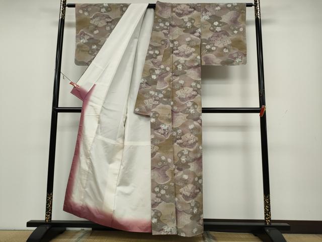 平和屋着物●小千谷紬 立波草花文 正絹 逸品 CAAX4552ut