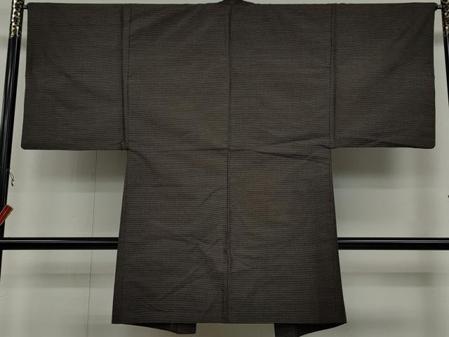 平和屋着物●男性 本場大島紬 アンサンブル 格子柄 正絹 逸品 CAAX4571ut