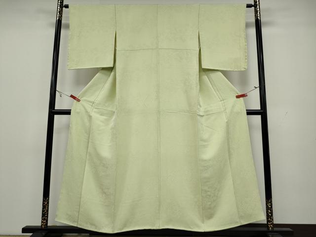 平和屋着物●上質な色無地 枝葉地紋 若芽色 正絹 逸品 CAAX4595ut