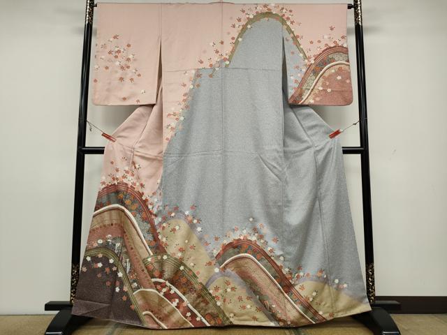 平和屋着物●訪問着 駒刺繍 吉祥草花文 金彩 正絹 逸品 CAAX4618ut
