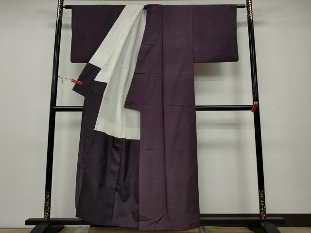 平和屋着物●上質な紬 滅紫色 正絹 逸品 CAAX4624ut