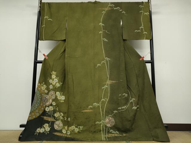 平和屋着物●訪問着 鈴花蝶文 暈し染め 金彩 正絹 逸品 CAAX4657ut