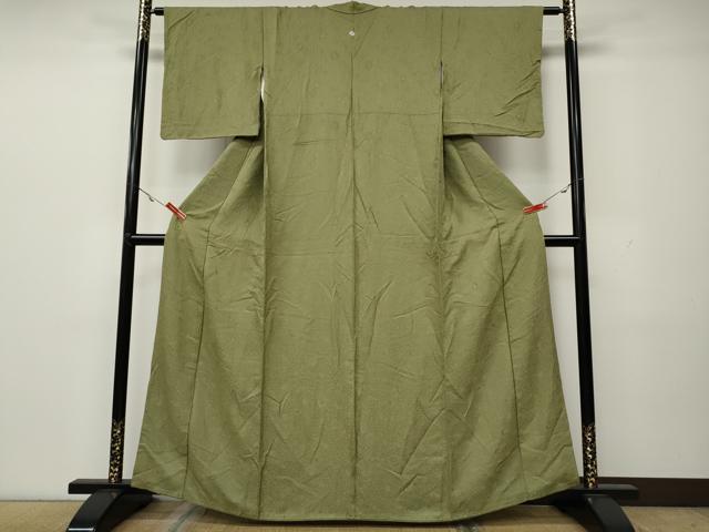 平和屋着物●上質な色無地 辻が花地紋 黄海松茶色 正絹 逸品 CAAX4678ut