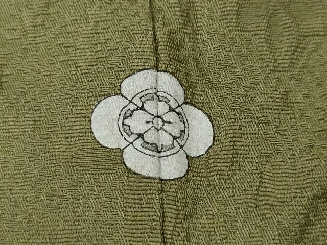 平和屋着物●上質な色無地 辻が花地紋 黄海松茶色 正絹 逸品 CAAX4678ut