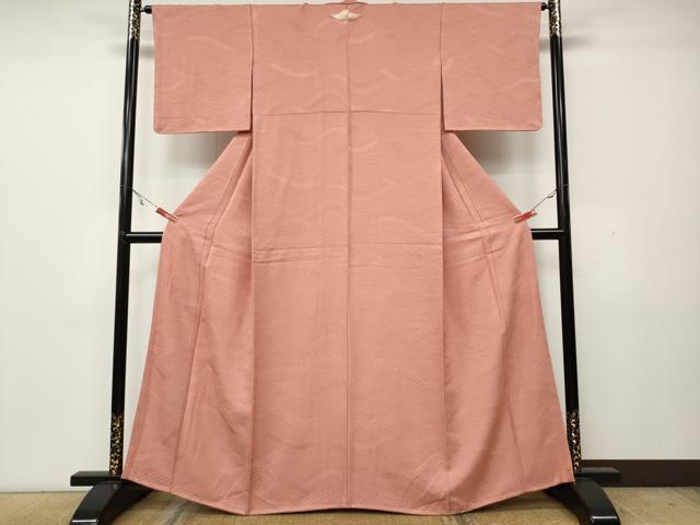 平和屋着物●上質な色無地 流線花地紋 東雲色 正絹 逸品 未使用 CAAX4680ut