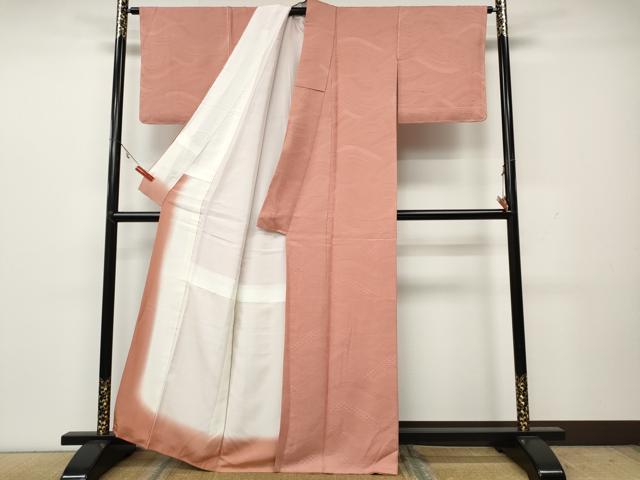 平和屋着物●上質な色無地 流線花地紋 東雲色 正絹 逸品 未使用 CAAX4680ut