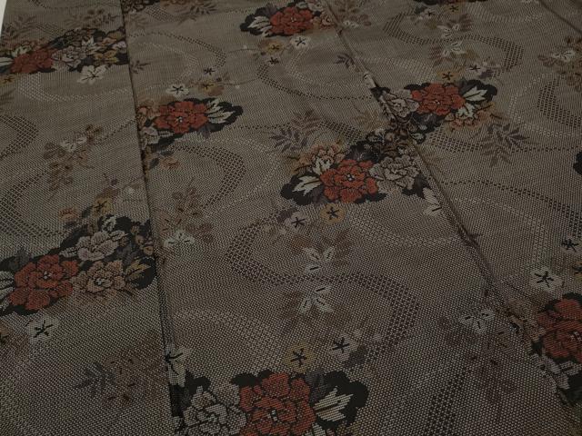 平和屋着物●本場大島紬 9マルキ 雲取り草花文 正絹 逸品 CAAX4686ut