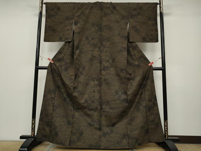 平和屋着物●上質な紬 地紙草花文 正絹 逸品 CAAX4713ut