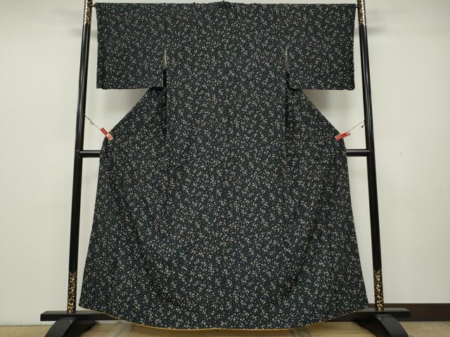 平和屋着物●上質な小紋 泊散らし 黒地 正絹 逸品 CAAX4716ut