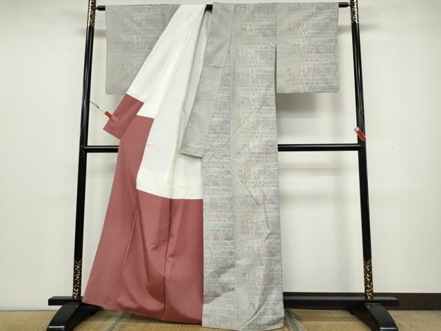 平和屋着物●本場大島紬 白大島 9マルキ 横段人物吉祥花文 正絹 逸品 CAAX4758ut