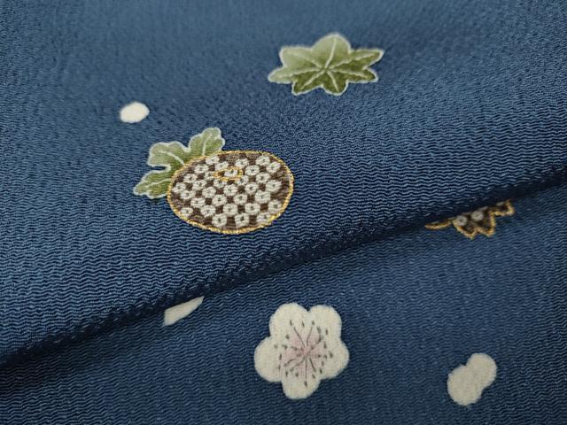 平和屋着物●訪問着 万寿菊 舞葉文 金彩 鬼しぼ縮緬 正絹 逸品 CAAX4771ut