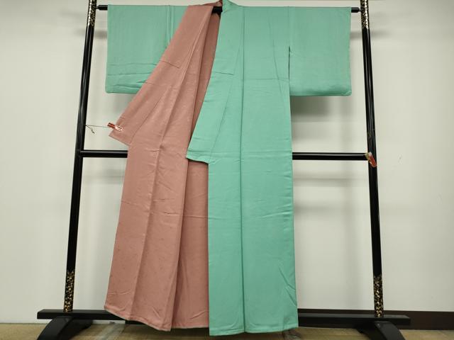 平和屋着物●上質な色無地 リバーシブル 青竹色・薄紅色 正絹 逸品 CAAX4787ut