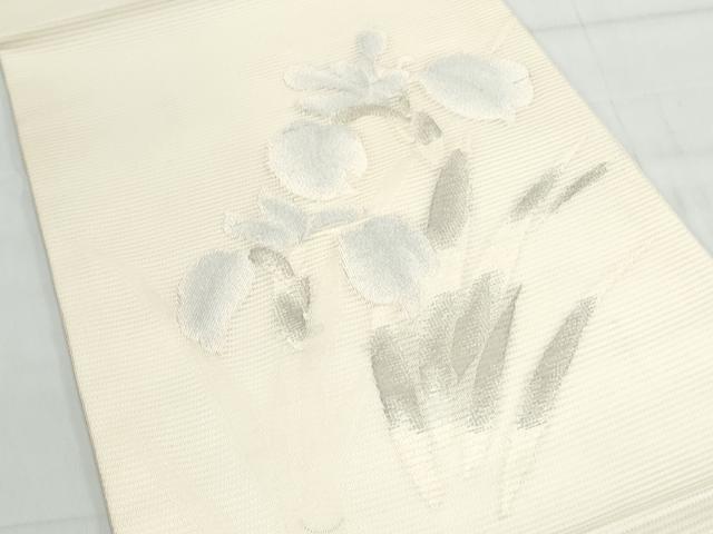 平和屋着物*夏物 九寸開き名古屋帯 草花文 銀糸 正絹 逸品 未使用 CAAX4847th