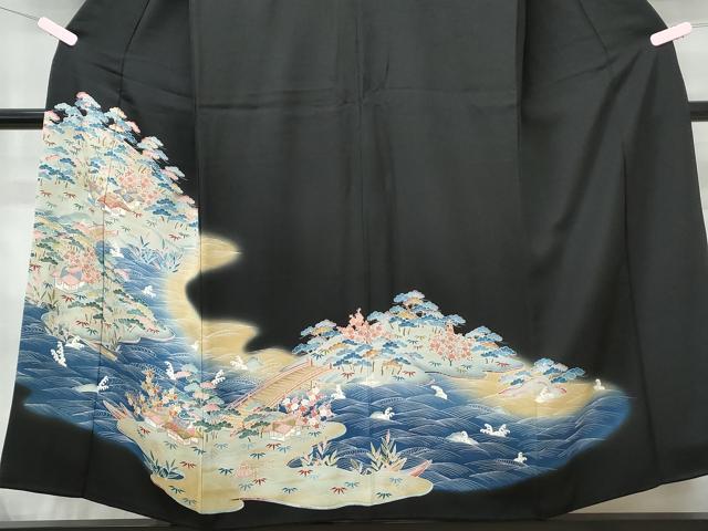 平和屋着物■豪華黒留袖 風景文 暈し染め 金彩 正絹 逸品 CAAX4981th