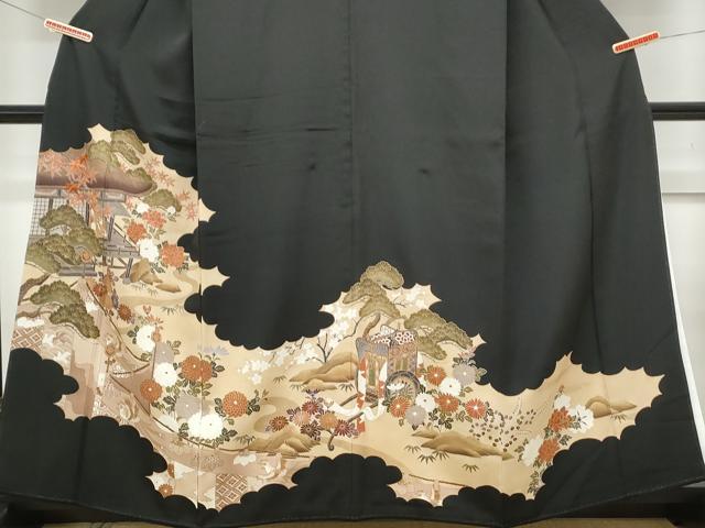 平和屋着物■豪華黒留袖 風景文 金彩 正絹 逸品 CAAX5110th