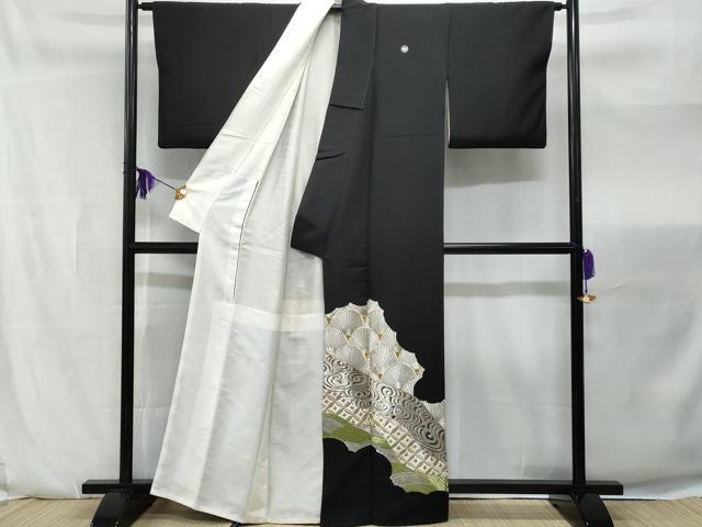 平和屋着物■豪華黒留袖 松青海波 金銀糸 正絹 逸品 CAAX5308fb