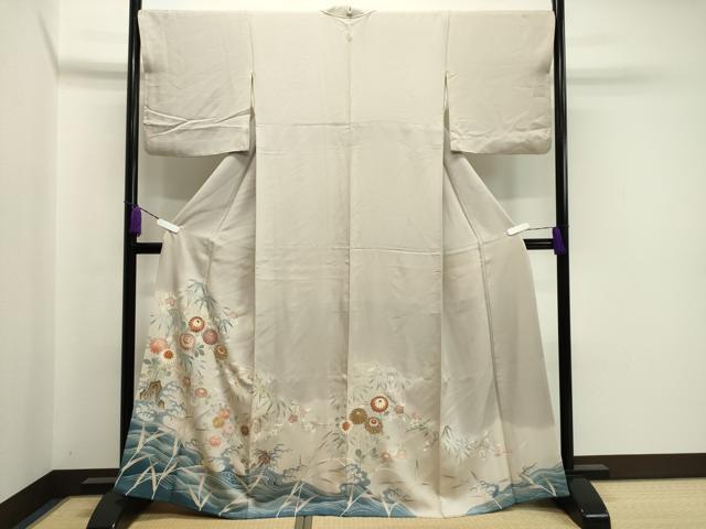 平和屋着物●豪華色留袖 駒刺繍 立波梅笹花文 暈し染め 金彩 正絹 逸品 CAAX5626gh