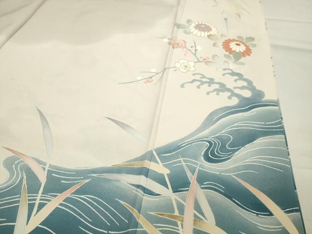 平和屋着物●豪華色留袖 駒刺繍 立波梅笹花文 暈し染め 金彩 正絹 逸品 CAAX5626gh