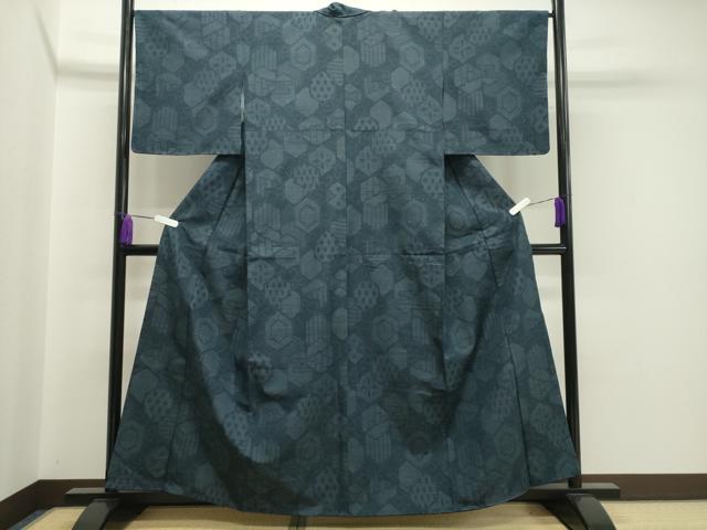 平和屋着物●上質な紬 80亀甲 亀甲吉祥文 正絹 逸品 未使用 CAAX5643gh