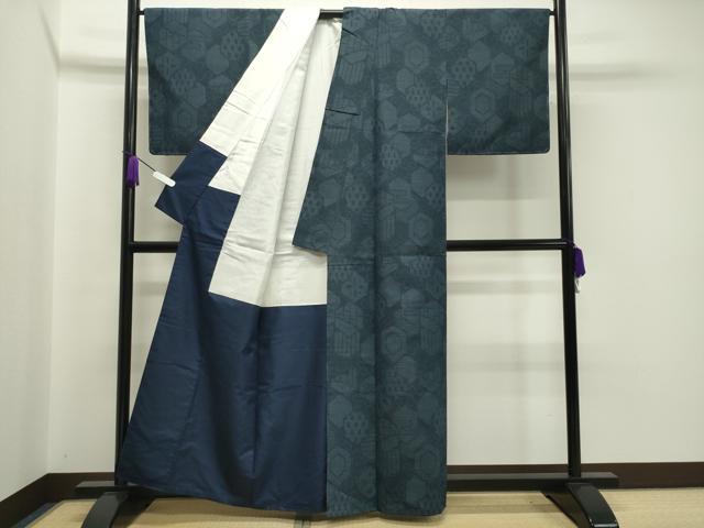 平和屋着物●上質な紬 80亀甲 亀甲吉祥文 正絹 逸品 未使用 CAAX5643gh