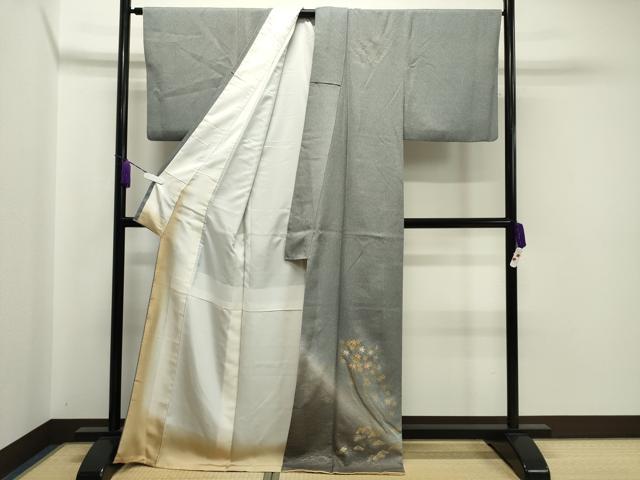 平和屋着物●訪問着 刺繍 竜田川松文 暈し染め 金彩 正絹 逸品 CAAX5661gh