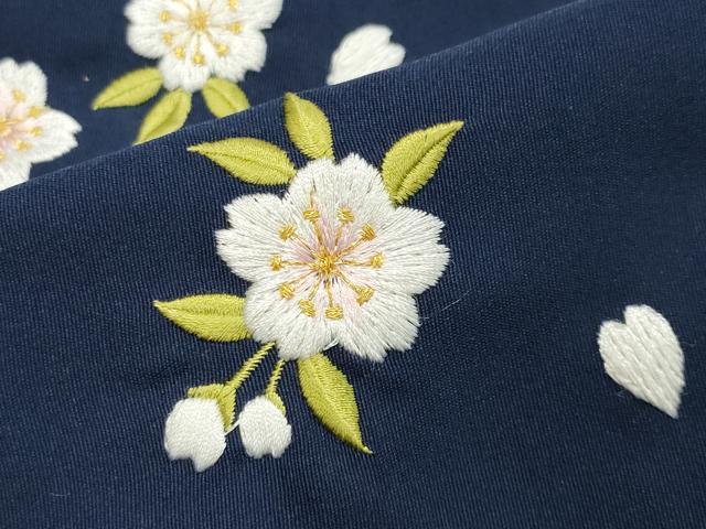平和屋着物●女性 行灯袴 総刺繍 舞桜文 濃藍色 金糸 洗える着物 CAAX5666gh