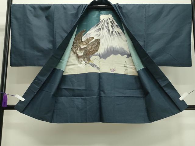 平和屋着物●男性 お召 アンサンブル 100亀甲 正絹 逸品 CAAX5751gh