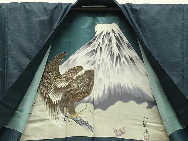 平和屋着物●男性 お召 アンサンブル 100亀甲 正絹 逸品 CAAX5751gh