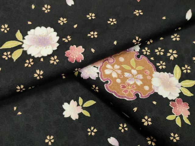 平和屋着物●上質な小紋 雪輪重ね舞梅文 黒地 金彩 鈴乃屋扱い 正絹 逸品 未使用 CAAX5802gh