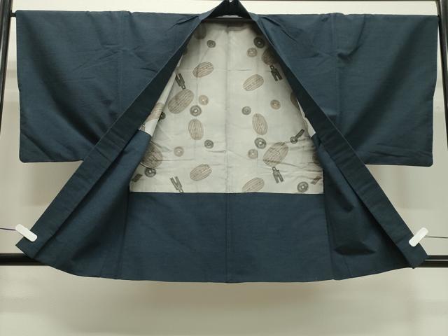 平和屋着物●男性 紬 アンサンブル 霞文 褐返色 正絹 逸品 CAAX5813gh