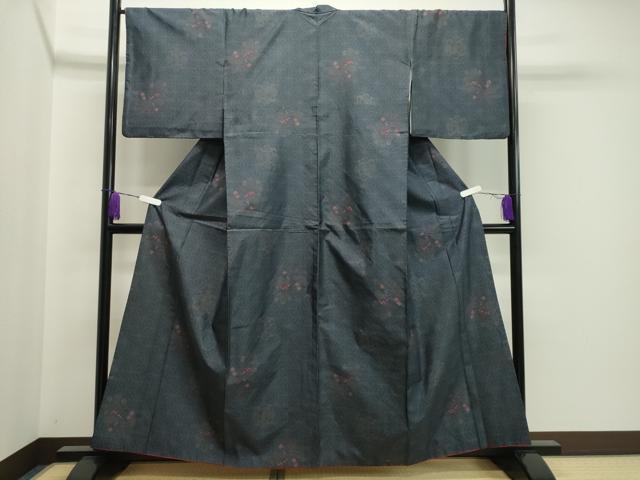 平和屋着物●本場大島紬 9マルキ 麻の葉花文 正絹 逸品 CAAX5851gh