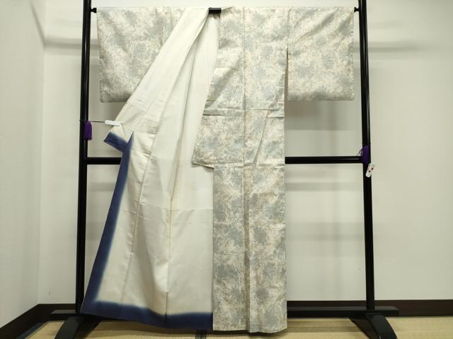 平和屋着物●本場大島紬 白大島 7マルキ 草花文 正絹 逸品 CAAX5852gh