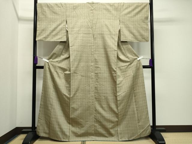 平和屋着物●上質な紬 格子柄 正絹 逸品 CAAX5878gh