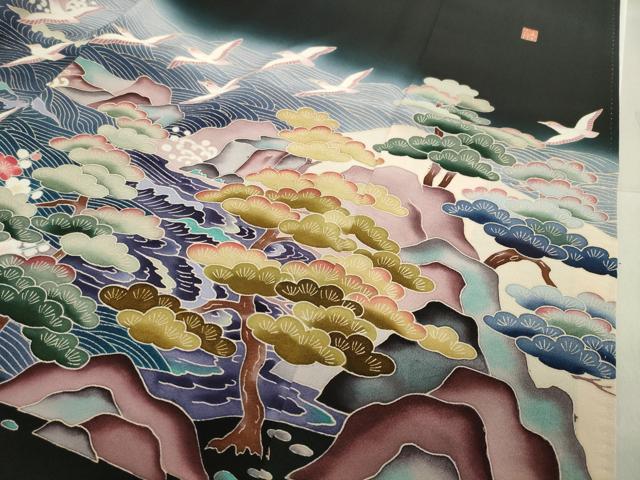 平和屋着物●豪華黒留袖 作家物 立波飛鳥松梅文 暈し染め 正絹 逸品 CAAX5909gh