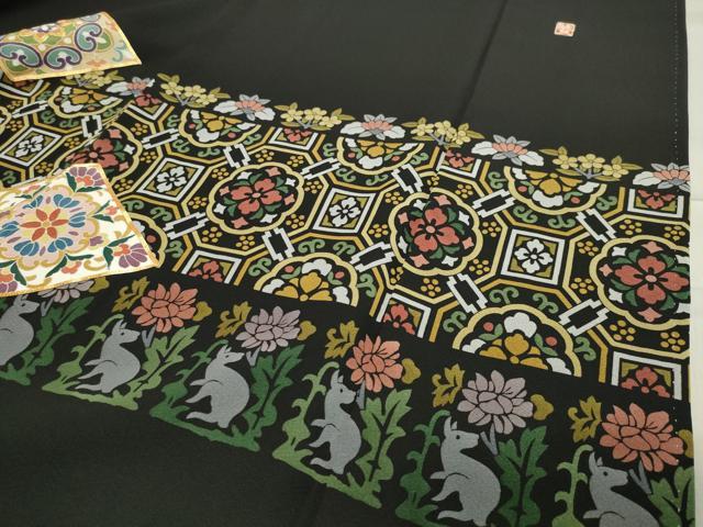 平和屋着物●豪華黒留袖 作家物 駒刺繍 飛鶴菱吉祥花文 金彩 正絹 逸品 CAAX5920gh