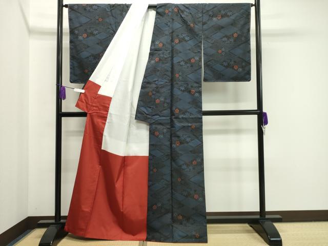 平和屋着物●本場大島紬 7マルキ 菱吉祥花文 正絹 逸品 未使用 CAAX5929gh