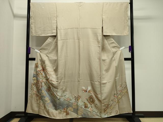 平和屋着物●豪華色留袖 駒刺繍 鳳凰花唐草文 暈し染め 金銀彩 三越扱い 正絹 逸品 未使用 CAAX5994gh