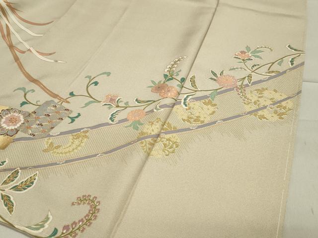 平和屋着物●豪華色留袖 駒刺繍 鳳凰花唐草文 暈し染め 金銀彩 三越扱い 正絹 逸品 未使用 CAAX5994gh