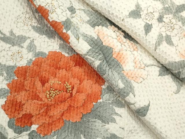 平和屋着物●名門 藤娘きぬたや・総絞り 小紋 枝花文 金彩 正絹 逸品 CAAX6313ze