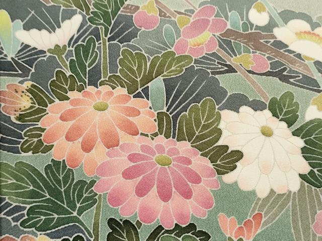 平和屋着物●十日町友禅作家 岡村蒼風 松竹梅立波枝花文 暈し染め 正絹 逸品 CAAX6336ze